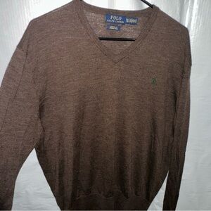 Ralph Lauren Men's V-Neck Sweater in Rich Brown